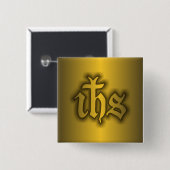 Badge Carré 5 Cm Christogram (IHS) Gold (Devant & derrière)