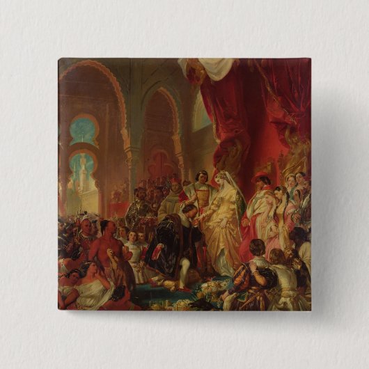 Badge Carré 5 Cm Christophe Colomb (Devant)