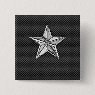Badge Carré 5 Cm Chrome Like Nautical Star on Carbon Fiber