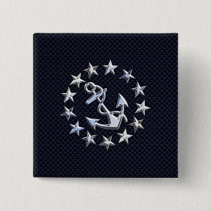 Badge Carré 5 Cm Chrome nautique de carbone bleu comme la copie de