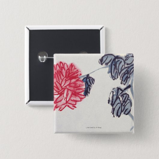 Badge Carré 5 Cm Chrysanthème (Devant & derrière)