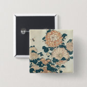 Badge Carré 5 Cm Chrysanthèmes (Devant & derrière)