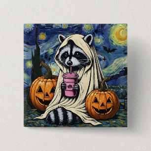 Badge Carré 5 Cm Chute Halloween Ghost Citrouille Raccoon Costume S