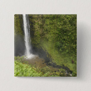 Badge Carré 5 Cm Chutes Akaka, côte Hamakua, île d'Hawaï,