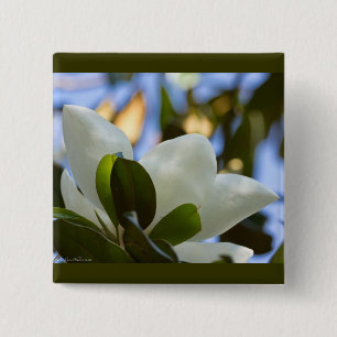Badge Carré 5 Cm Ciel de Verre Peint Magnolia du Sud Vêtements Cade