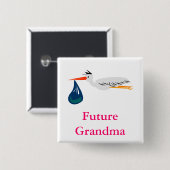 Badge Carré 5 Cm Cigogne (Devant & derrière)