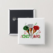 Badge Carré 5 Cm Cinco de Mayo (Devant & derrière)