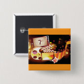 Badge Carré 5 Cm Cinematic Film Reel and Clapperboard (Devant & derrière)