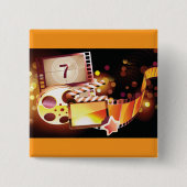 Badge Carré 5 Cm Cinematic Film Reel and Clapperboard (Devant)