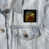 Badge Carré 5 Cm Cineraria dans un pot à fleurs, Vincent van Gogh (En situation)