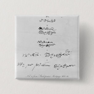 Badge Carré 5 Cm Cinq autographes véritables de William Shakespear
