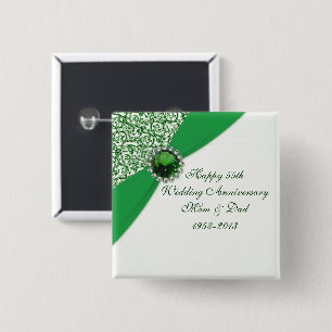 Badge Carré 5 Cm cinquante-cinquième Bouton d'anniversaire de