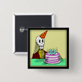 Badge Carré 5 Cm cinquantième Bouton d'anniversaire (Devant & derrière)