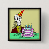 Badge Carré 5 Cm cinquantième Bouton d'anniversaire (Devant)