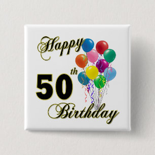 Badge Carré 5 Cm Cinquantième cadeaux d'anniversaire et habillemen