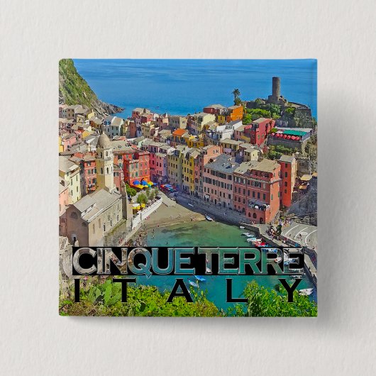 Badge Carré 5 Cm Cinque Terre (Devant)