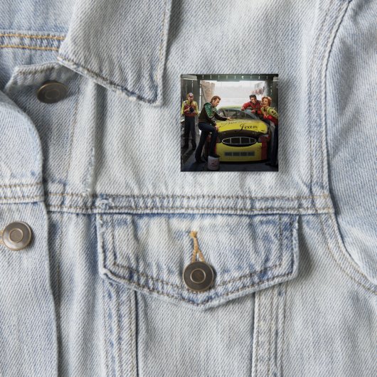 Badge Carré 5 Cm Circuit automobile éternel 2 (En situation)