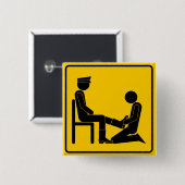 Badge Carré 5 Cm cireur de chaussures d'avertissement en avant (Devant & derrière)