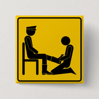 Badge Carré 5 Cm cireur de chaussures d'avertissement en avant