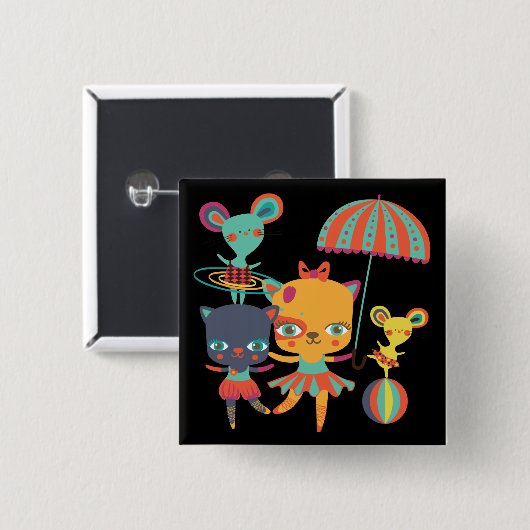Badge Carré 5 Cm Cirque Cuties (Devant & derrière)