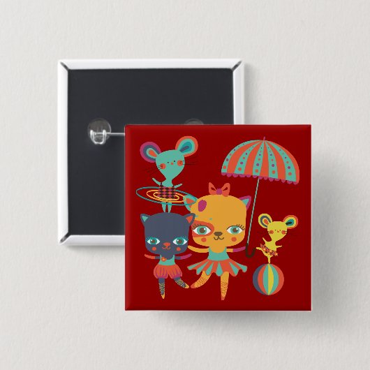 Badge Carré 5 Cm Cirque Cuties (Devant & derrière)
