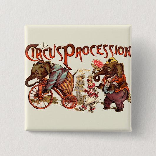 Badge Carré 5 Cm Cirque Procession Eléphant Art antique (Devant)