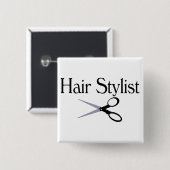 Badge Carré 5 Cm Ciseaux de coiffeur (Devant & derrière)