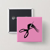 Badge Carré 5 Cm Ciseaux de coiffeur - coiffeur (Devant & derrière)