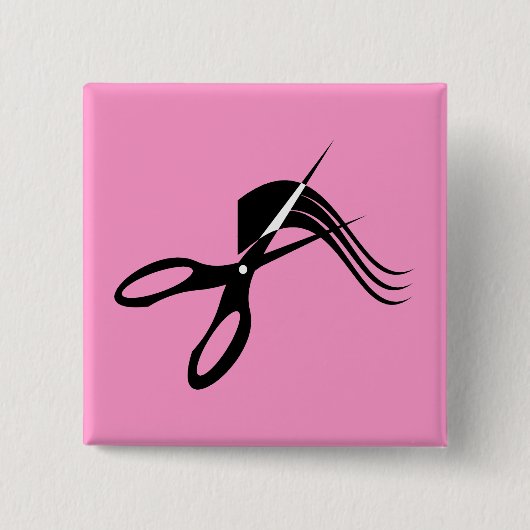 Badge Carré 5 Cm Ciseaux de coiffeur - coiffeur (Devant)