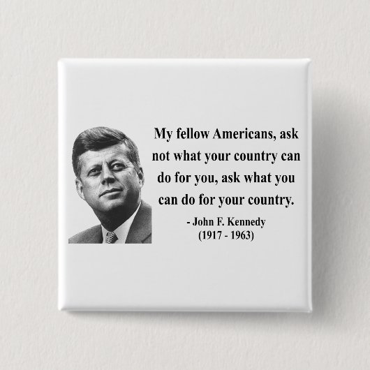 Badge Carré 5 Cm Citation 3b de JFK (Devant)