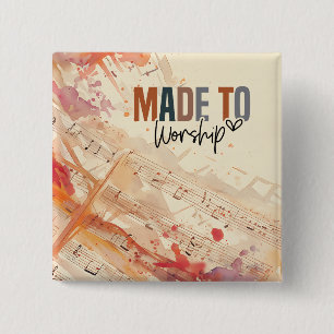 Badge Carré 5 Cm Citation chrétienne inspirée faite pour le culte