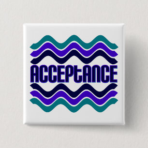Badge Carré 5 Cm Citation d'acceptation en graphique bleu vert viol