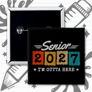 Badge Carré 5 Cm Citation de fin d'études pour la promotion 2027