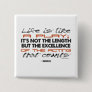 Badge Carré 5 Cm Citation de Sénèque sur l'action