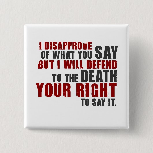 Badge Carré 5 Cm Citation de Voltaire (couleur) (Devant)