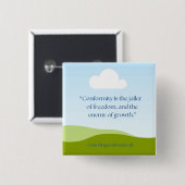 Badge Carré 5 Cm Citation JFK ~ Anti-Conformité Sociale (Devant & derrière)