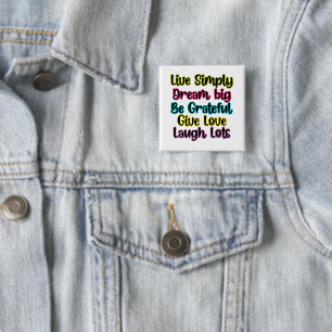 Badge Carré 5 Cm Citation Motivante Vivre Simplement Rêver Donner A