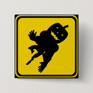 BADGE CARRÉ 5 CM CITROUILLE !