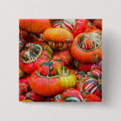 Badge Carré 5 Cm Citrouille coloré (Devant)