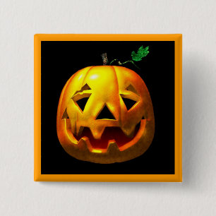 Badge Carré 5 Cm Citrouilles de Halloween
