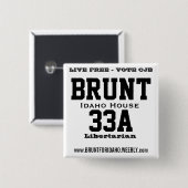 Badge Carré 5 Cm CJB - Bouton (Devant & derrière)