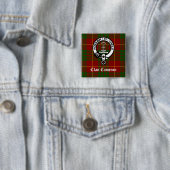 Badge Carré 5 Cm Clan Cameron Crest et Tartan (En situation)