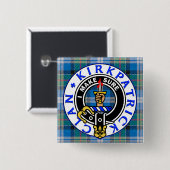 Badge Carré 5 Cm CLAN KIRKPATRICK CREST on TARTAN SQUARE (Devant & derrière)