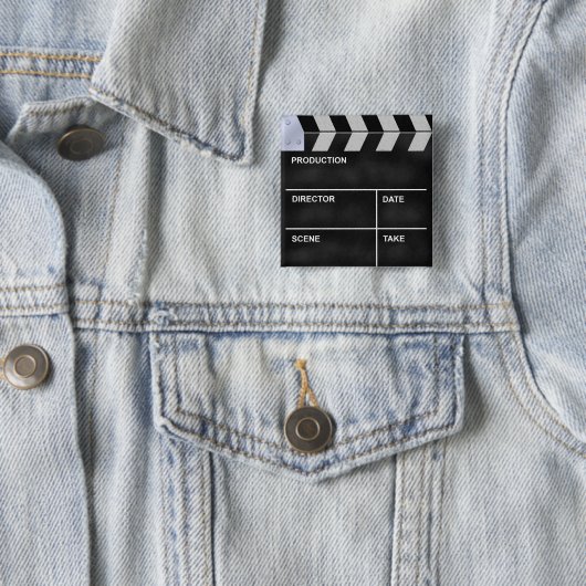 Badge Carré 5 Cm clap cinéma (En situation)