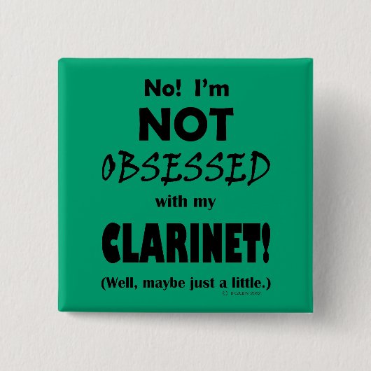 Badge Carré 5 Cm Clarinet Obsédée (Devant)