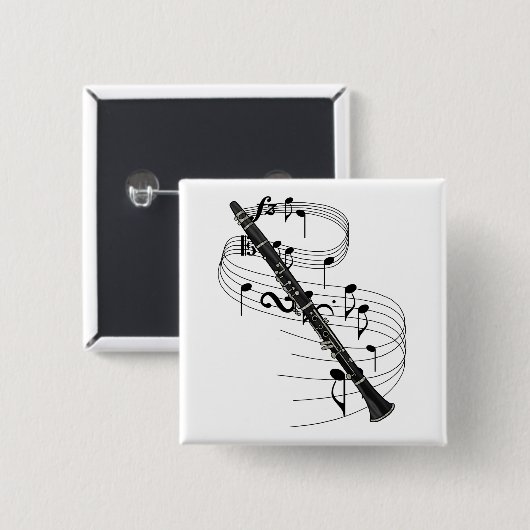 Badge Carré 5 Cm Clarinette (Devant & derrière)