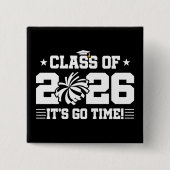 Badge Carré 5 Cm Class of 2026 Cheer Graduation It’s Go Time Quote (Devant)