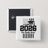 Badge Carré 5 Cm Class of 2026 Graduation Distressed Flag Design (Devant & derrière)