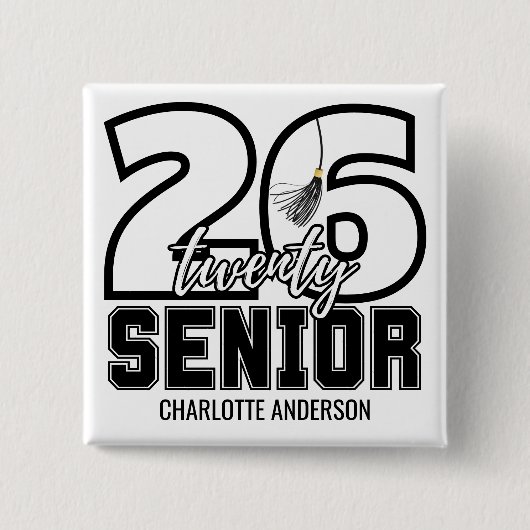 Badge Carré 5 Cm Class of 2026 Graduation Tassel (Devant)