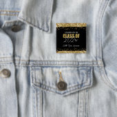 Badge Carré 5 Cm Class Reunion Black and Gold Glitter  (En situation)
